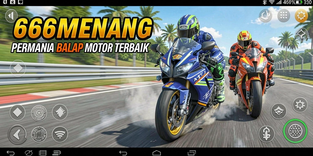 Screenshot gameplay <strong>666MENANG</strong> menampilkan aksi balap motor yang seru dan penuh adrenalin.