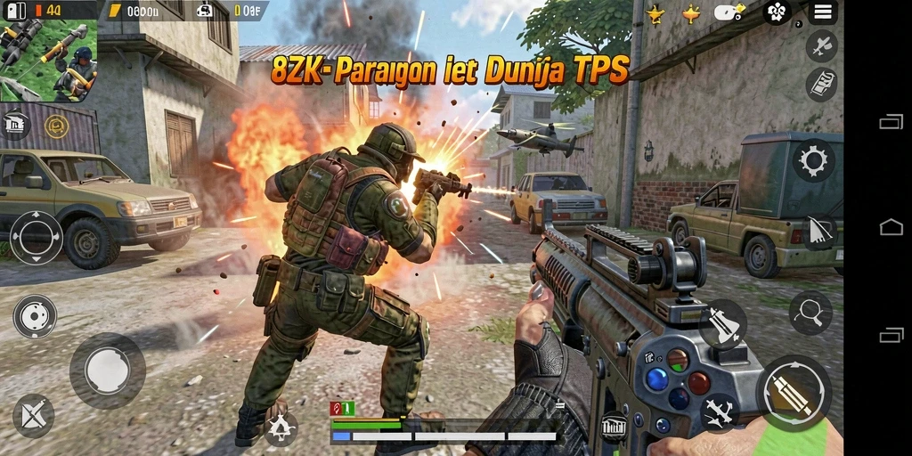 Tampilan gameplay seru di dunia 8ZK yang dinamis.