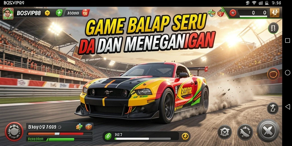 Gameplay balapan seru dari BOSVIP88 dengan mobil kustom.