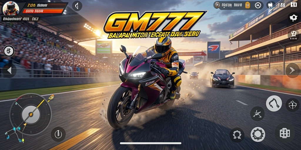Tampilan gameplay balapan motor yang menantang dan seru.