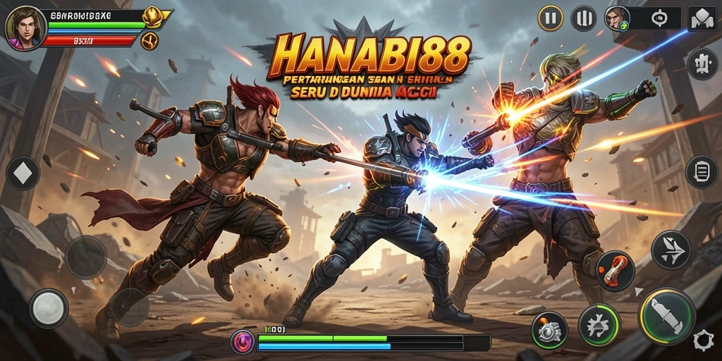 Tangkapan layar gameplay menampilkan pertempuran seru dan intens di <strong>HANABI88</strong>.