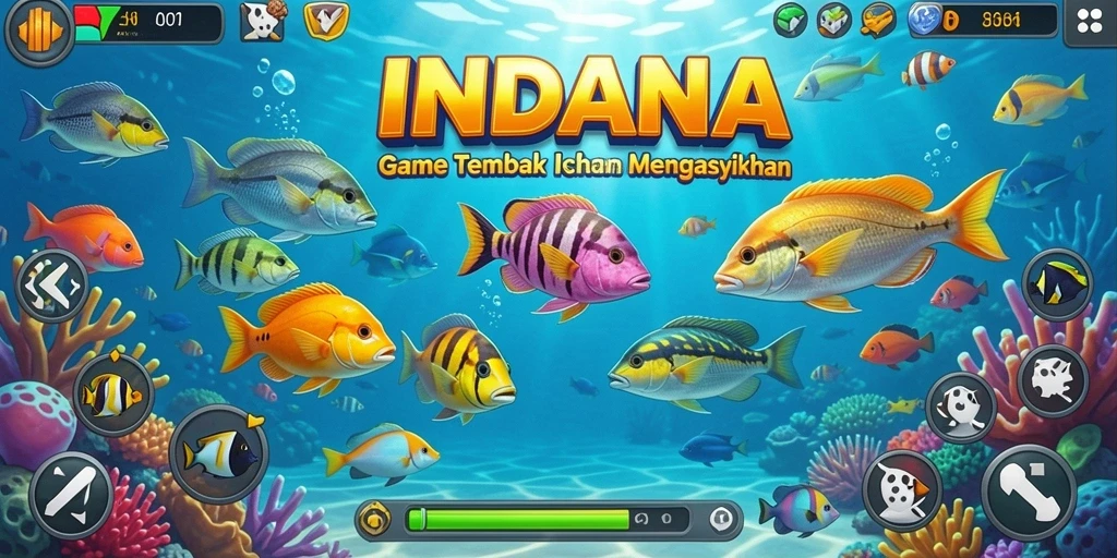 Tampilan gameplay seru dalam game Tembak Ikan INDAAA.