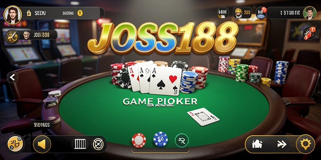 Screen utama JOSS188 menampilkan permainan poker yang mendebarkan.