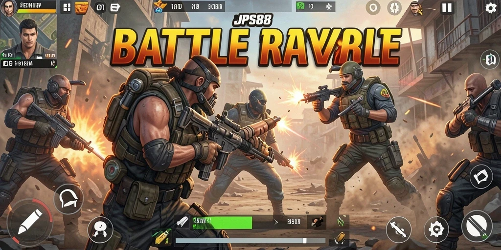 Screenshot gameplay JPS88 menunjukkan aksi seru di medan perang Battle Royale.