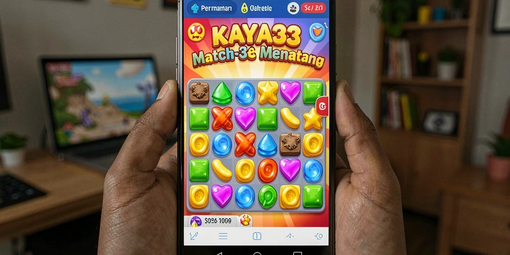 Tampilan gameplay seru dari KAYA33 dengan tantangan Match-3.