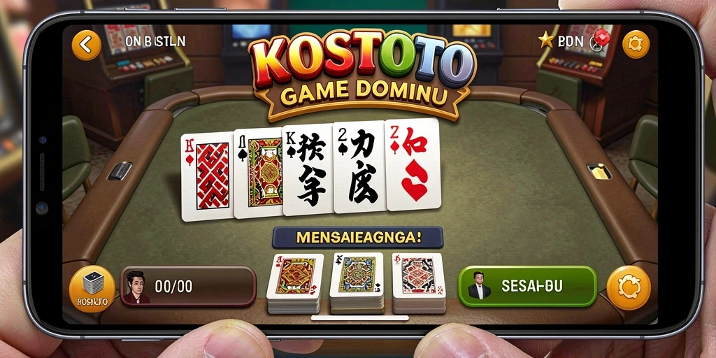 Tampilan gameplay seru di KOSTOTO dengan aksi Domino yang mendebarkan.