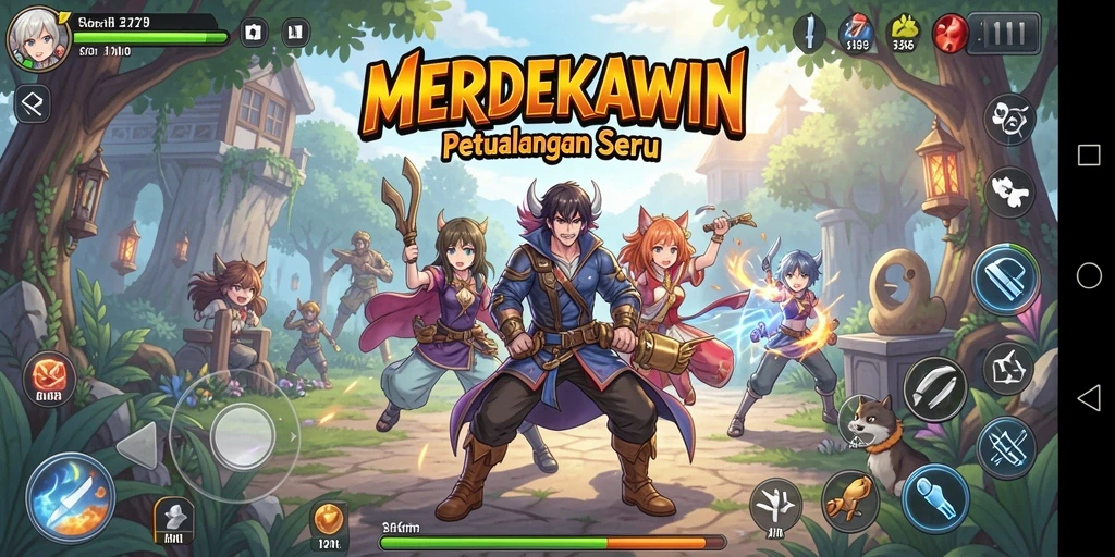Tampilan gameplay MERDEKAWIN yang memukau dan penuh aksi.