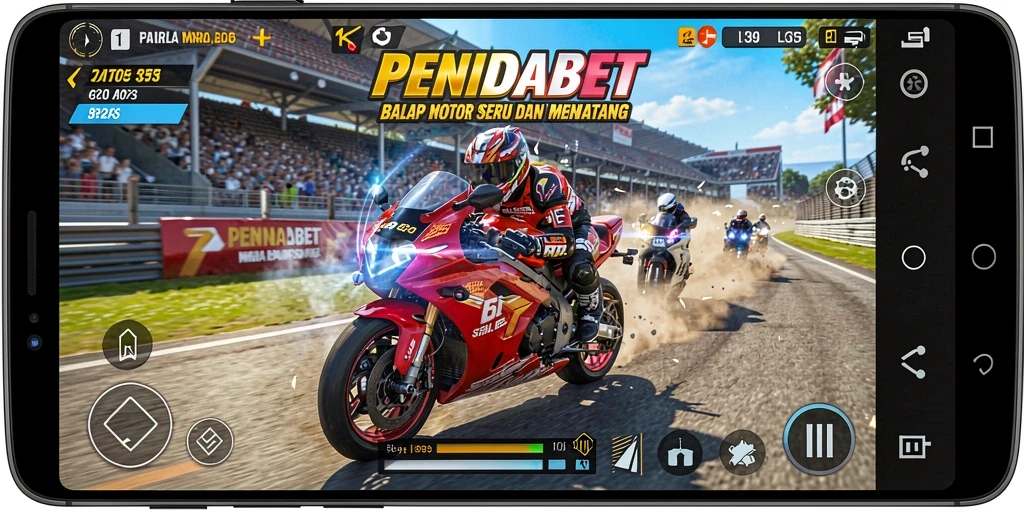 Tampilan utama gameplay balap motor yang seru dan mendebarkan.