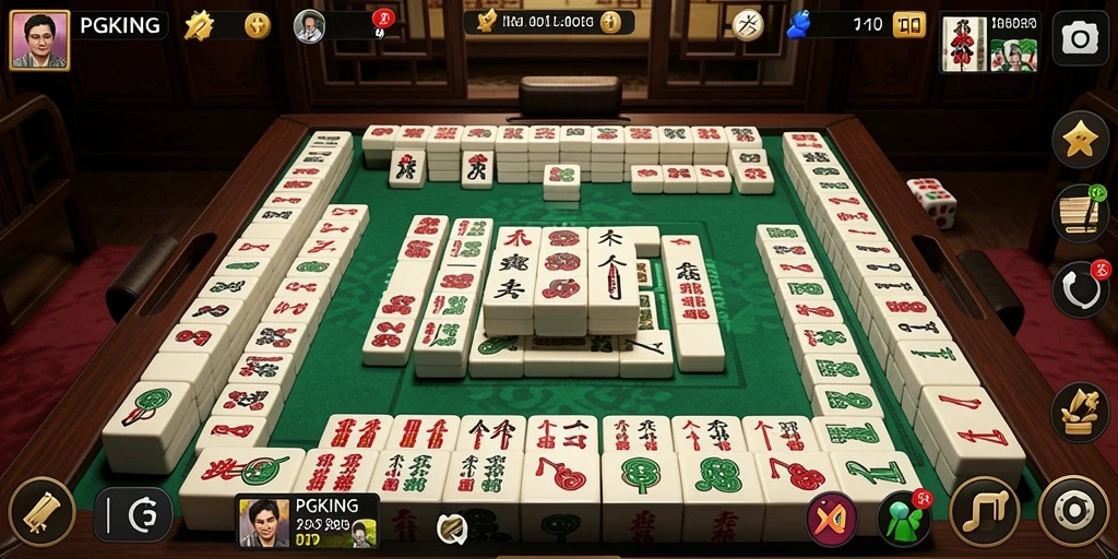Tampilan gameplay seru dalam PGKING saat menyusun tile Mahjong.