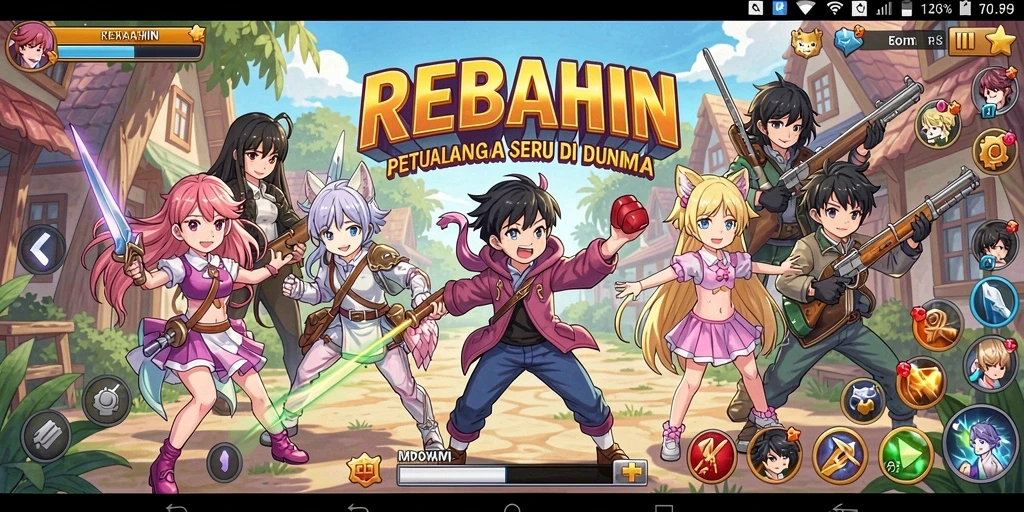 Tangkapan layar Gameplay <strong>REBAHIN</strong> menampilkan pertarungan karakter Anime yang seru.