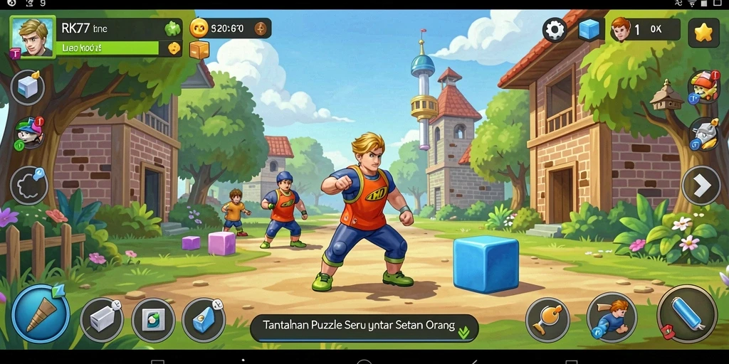 Screenshot utama RK77 menampilkan gameplay Puzzle yang menarik.