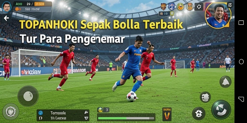 Gameplay intens dari TOPANHOKI dengan aksi sepak bola yang memukau.