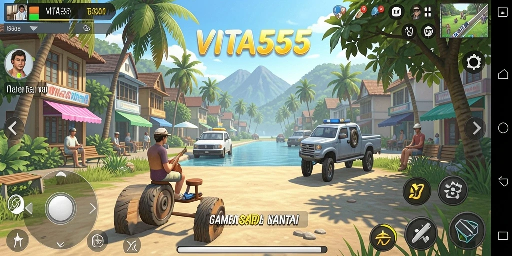 Tampilan gameplay menarik dari VITA555 yang penuh warna.